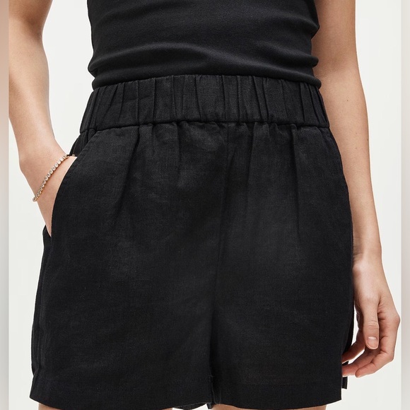 NWT SET Madewell black linen top Small and JCrew linen short size XS - Picture 3 of 7